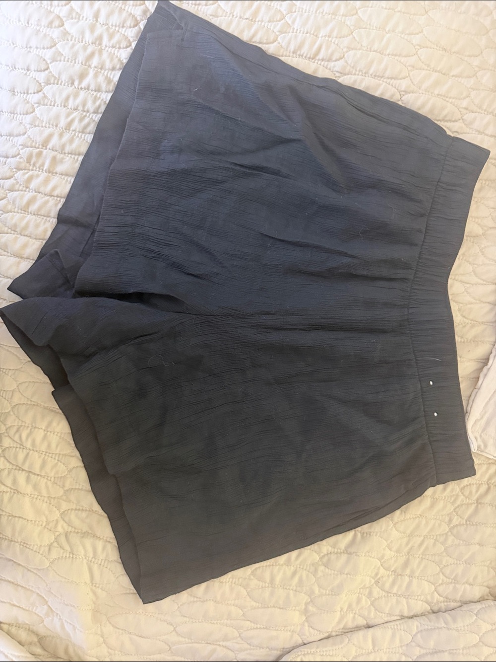 Abercrombie & Fitch Black High-Waist Textured Shorts